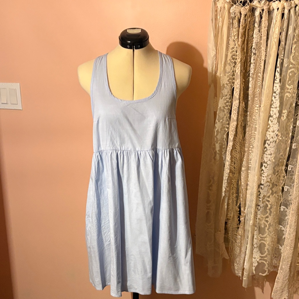 Light Blue Sleeveless Scoop Neck Sundress